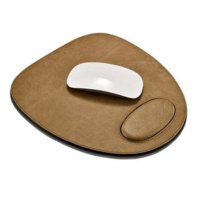 Commonly genuine leather office computer mousepad with rest wrist support