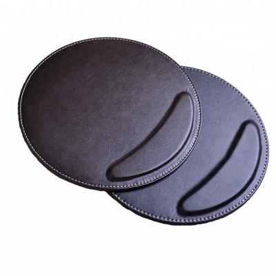 Hot Sell Leather Round Computer Mousd Pad with Rest Wrist