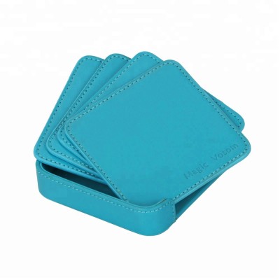 OEM customized deluxe gifts Square Hardboard Gloss Coasters for Drinks, Teal Turquoise Seafoam Drink Spills Coasters