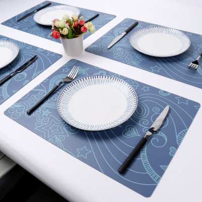 Dining Table Set of 4 Non-Slip Washable PU Heat Resistant PlaceMat Custom Printed Table Mats for Home Decoration Placemat