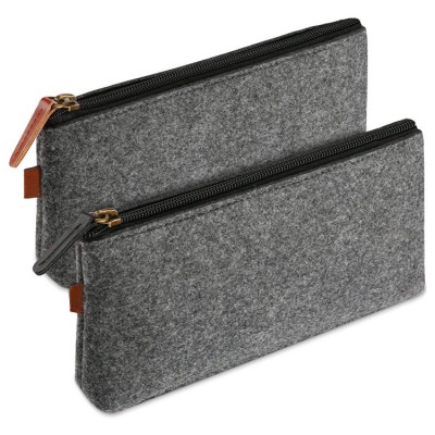 Promotion Gift Polyester Fabric Gray Pencil Case Custom Case Pencil Bag Make up pouch